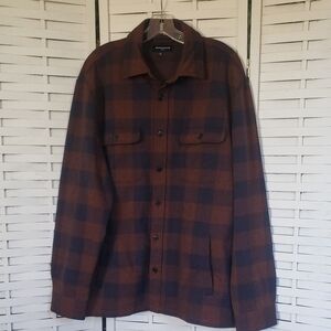 Bonobos  Men's Brown and Blue Plaid Button Down Shirt Jacket Size XL